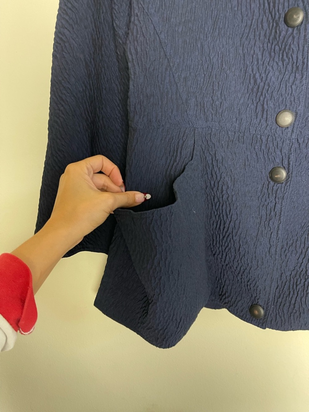 Anne Marie Navy Textured Button-Front Jacket - Picture 7 of 8